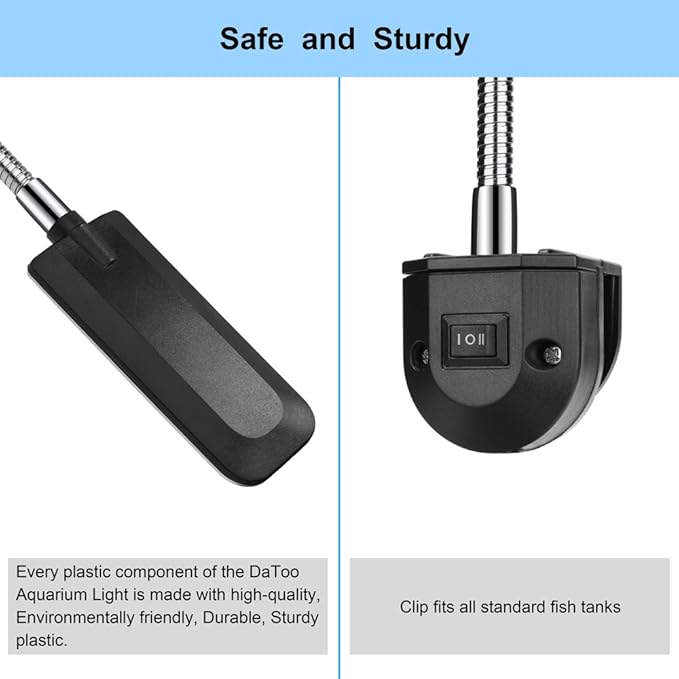 Aquarium Light Small LED Clip Light for Fish Tank, 1 Yr Warranty DaToo
