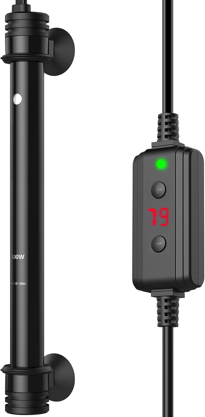 NICREW Aquarium Heater 300W, Temperature Adjustable Fish Tank Heater with Controller for 50-80 Gallon, Overheat Protection NICREW