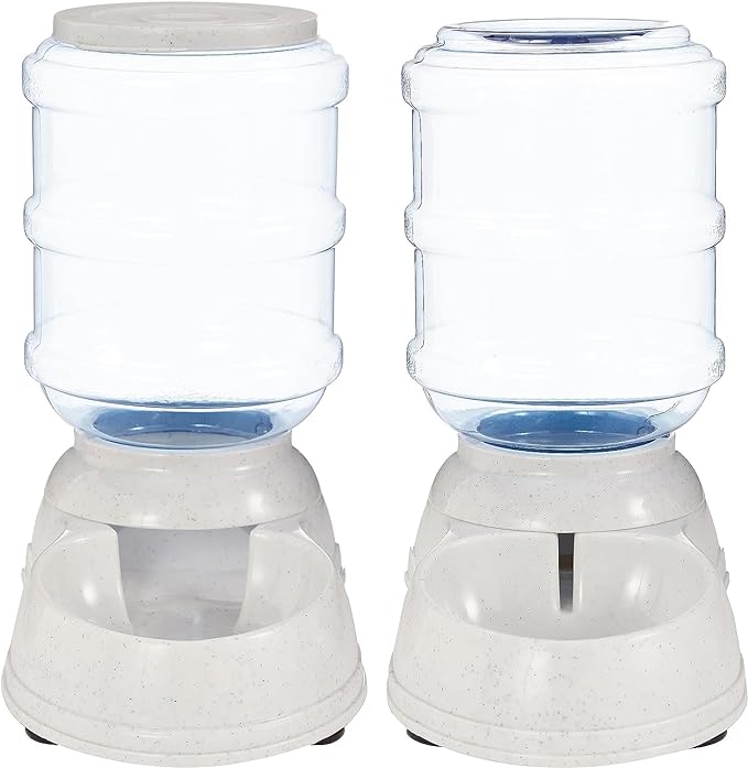 Amazon Basics Automatic Dog Cat Water Dispenser Gravity Feeder Set, Small, 6-Pound Food Capacity, 1-Gallon, Gray - PAWPICO