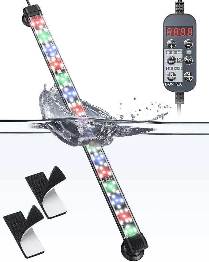 Pawfly 8 W Aquarium LED Light 16 Inch 24/7 Fish Tank Light with Full Spectrum IPX8 Waterproof Light Multi-Colored LEDs with D/N Mode Single Color Effects Timer and Adjustable Brightness Pawfly