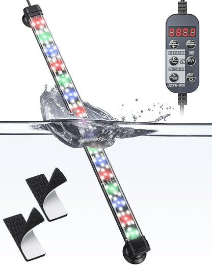 Pawfly 8 W Aquarium LED Light 16 Inch 24/7 Fish Tank Light with Full Spectrum IPX8 Waterproof Light Multi-Colored LEDs with D/N Mode Single Color Effects Timer and Adjustable Brightness Pawfly