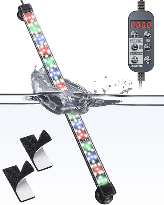 Pawfly 8 W Aquarium LED Light 16 Inch 24/7 Fish Tank Light with Full Spectrum IPX8 Waterproof Light Multi-Colored LEDs with D/N Mode Single Color Effects Timer and Adjustable Brightness Pawfly