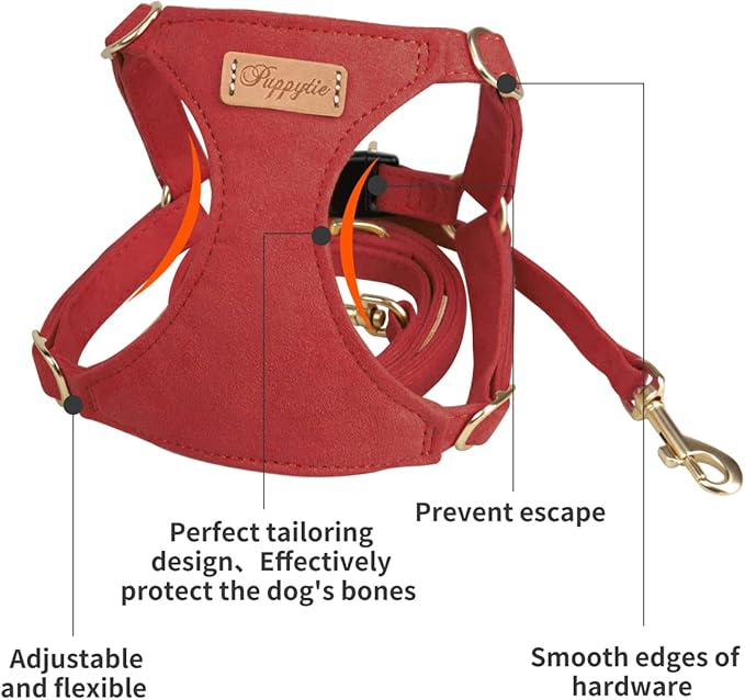 Puppytie No Pull Dog Harness with Multifunction Dog Leash,Soft Adjustable No Choke Escape Proof Pet Harness Vest for Medium Dogs or Large Dogs,red Hawthorn,M - PAWPICO