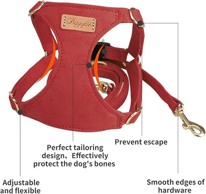 Puppytie No Pull Dog Harness with Multifunction Dog Leash,Soft Adjustable No Choke Escape Proof Pet Harness Vest for Medium Dogs or Large Dogs,red Hawthorn,M - PAWPICO