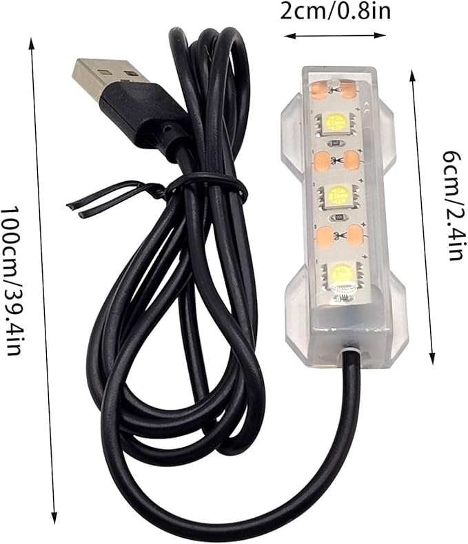 Flylin 4PCs 5V USB Aquarium Light, Smal Decoration LED Lighting Lamp, Aquarium Water Plant Light for Desktop Fish Tank Indoor Water Garden (White) Flylin