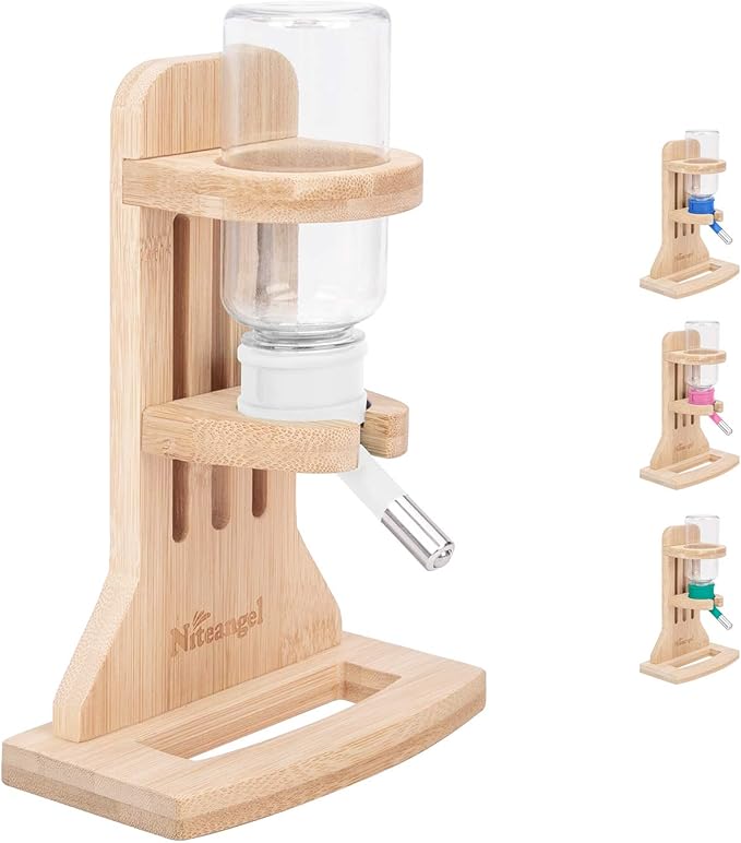 Niteangel Water Bottle with Stand for Syrian Dwarf Hamsters Gerbils Mice Rats Degus Small pet Rodents(White) Niteangel