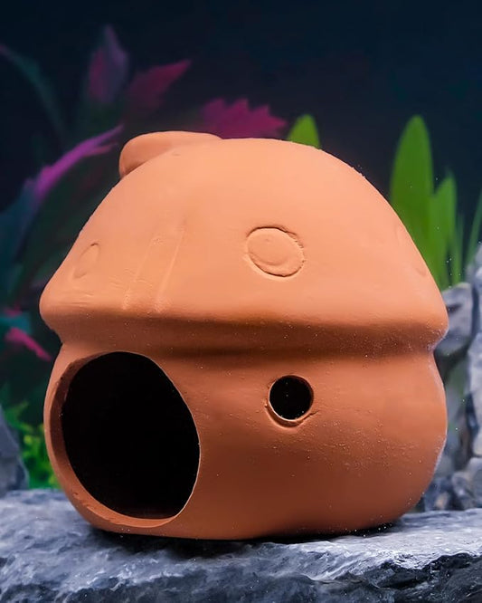 Uniclife Aquarium Mushroom House Fish Tank Decoration Ceramic Mushroom Hut Ornament for Fish Tank Landscape Aquarium Hideout Hideaway Spawning Cave Decor for Shrimp Betta Goldfish and Reptiles UnicLife