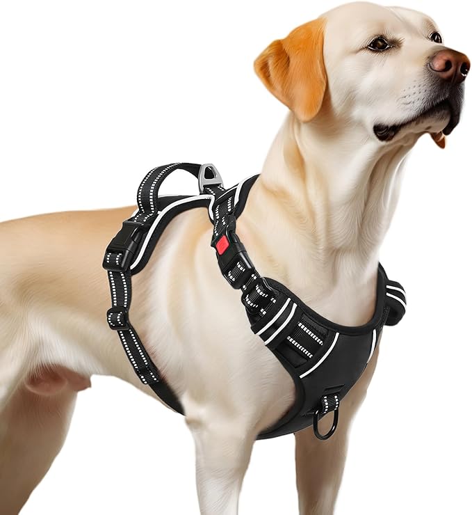 Timos Dog Harness, No-Pull Pet Harness with 2 Leash Clips, 3 Snap Buckles Adjustable Soft Padded Dog Vest, Reflective No-Choke Pet Oxford Vest with Easy Control Handle for Small Medium Large Dogs Timos