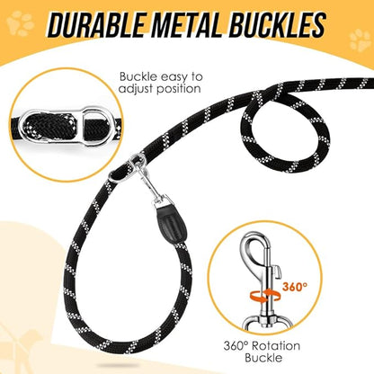 Lukovee Hands Free Dog Leash, 10FT Adjustable Dog Training Leash 1/2 Inch Nylon Heavy Duty Lead No Pull for Large Medium Dogs, Tangle Free Reflective Waist Leash for Dog Walking Running, Black Lukovee