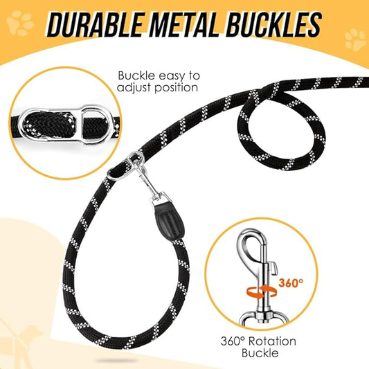 Lukovee Hands Free Dog Leash, 10FT Adjustable Dog Training Leash 1/2 Inch Nylon Heavy Duty Lead No Pull for Large Medium Dogs, Tangle Free Reflective Waist Leash for Dog Walking Running, Black Lukovee