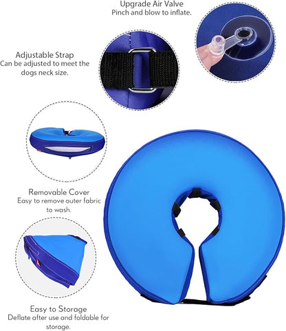 Dog Cone Collar for Small Medium Large Dogs for After Surgery, Pet Inflatable Neck Donut Collar Soft Protective Recovery Cone for Dogs and Cats-Alternative E Collar Does Not Block Vision-DarkBlue,XS MIDOG