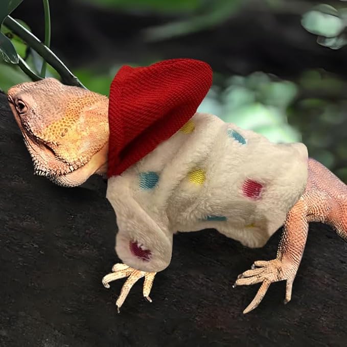 Lizard Clothes for Bearded Dragons Reptile Apparel Handmade Cotton Material Hoodies Gift for Lizard Small Animal Gecko Chameleon(Dot Pattern) HOKABLE