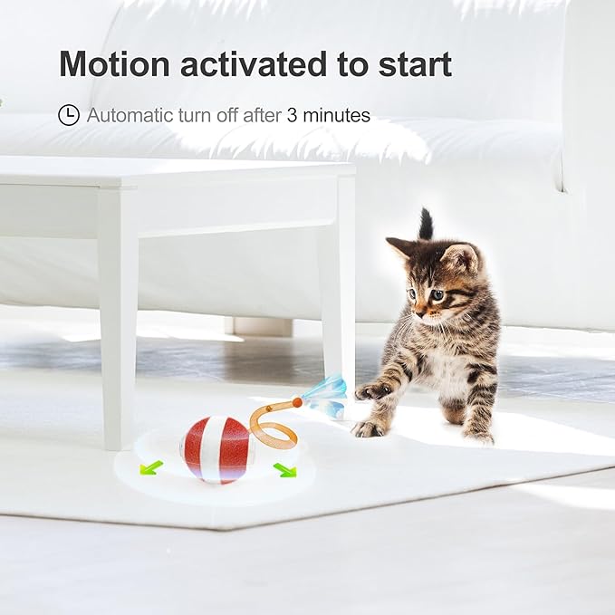 Interactive Cat Toys for Indoor Cats,The 3rd Generation Agile Moving Cat Ball with Elastic Mesh Tail,Automatic Cat/Kitten Toys for Bored Indoor Adult Cats,Motion Activated - PAWPICO