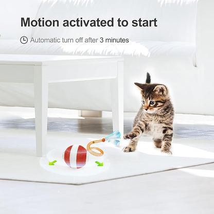 Interactive Cat Toys for Indoor Cats,The 3rd Generation Agile Moving Cat Ball with Elastic Mesh Tail,Automatic Cat/Kitten Toys for Bored Indoor Adult Cats,Motion Activated - PAWPICO