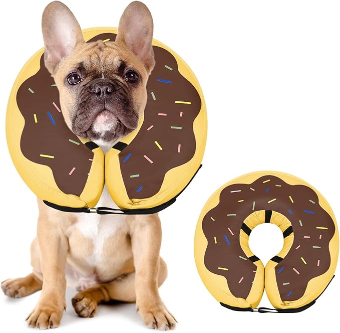 Dog Cone Collar for Small Medium Large Dogs for After Surgery, Pet Inflatable Neck Donut Collar Soft Protective Recovery Cone for Dogs and Cats - Alternative E Collar Does not Block Vision - Brown,M MIDOG