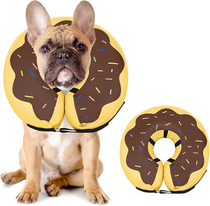 Dog Cone Collar for Small Medium Large Dogs for After Surgery, Pet Inflatable Neck Donut Collar Soft Protective Recovery Cone for Dogs and Cats - Alternative E Collar Does not Block Vision - Brown,M MIDOG