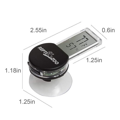 REPTI ZOO Reptile Terrarium Thermometer Hygrometer Digital LCD Display Pet Rearing Box Reptiles Tank Thermometer Hygrometer with Suction Cup REPTIZOO