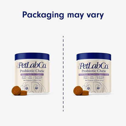 PetLab Co. Probiotics for Dogs, Support Gut Health, Occasional Diarrhea, Digestive Health & Seasonal Allergies - Pork Flavor - 30 Soft Chews - Packaging May Vary PetlabCo