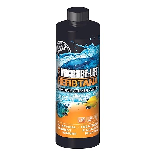 MICROBE-LIFT HERB16 Herbtana Immune Booster and Natural Parasite Remover for Freshwater and Saltwater Home Aquariums and Fish Tanks, 16 Ounces Microbe-Lift