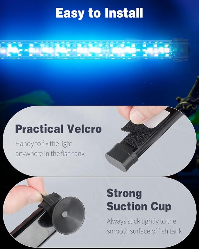 Pawfly 6.5 W Aquarium LED Light 12 Inch 24/7 Fish Tank Light with Full Spectrum IPX8 Waterproof Light Multi-Colored LEDs with D/N Mode Single Color Effects Timer and Adjustable Brightness Pawfly