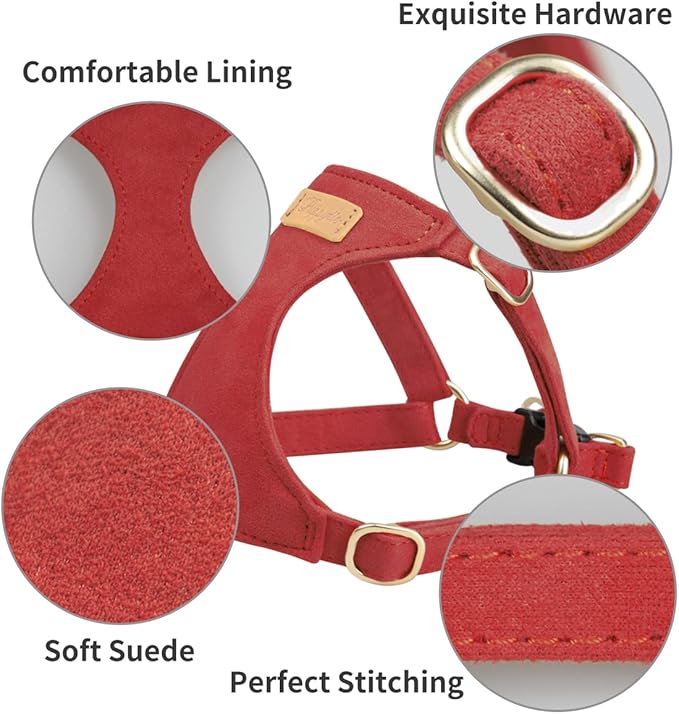 Puppytie No Pull Dog Harness with Multifunction Dog Leash,Soft Adjustable No Choke Escape Proof Pet Harness Vest for Medium Dogs or Large Dogs,red Hawthorn,M - PAWPICO