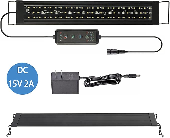 Aquarium LED Light 30"-38" Fish Tank Light with Timer, 24/7 Cycle, 5 Dimmable Brightness, Sunrise/Sunset Simulation Planted Light for 10/20/30/55 Gallon Freshwater Fish Tank OYOWATER