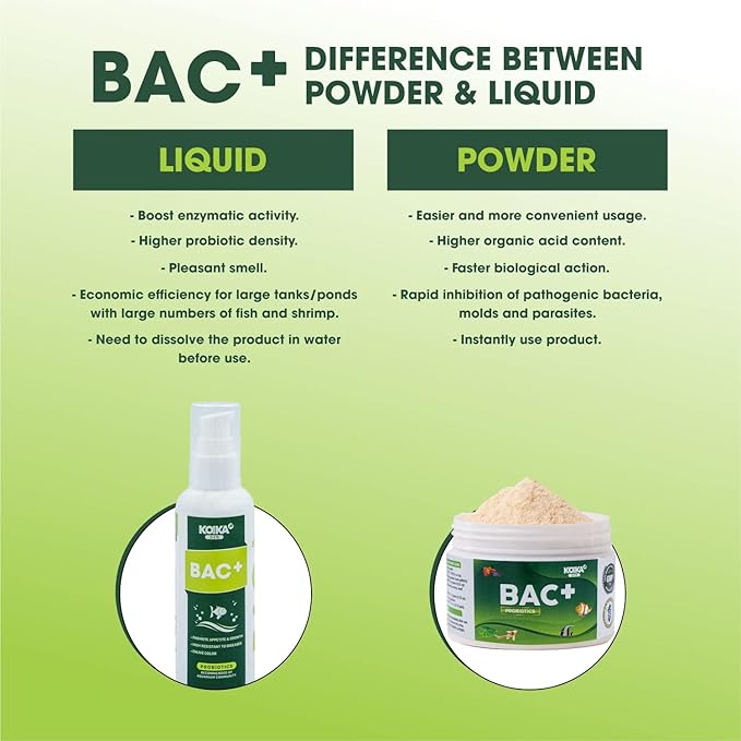 KOIKA BAC+ Aquarium Probiotics, Pleasant Smell, Immunity Boosting, Disease Resistance (BAC+ (New Formula), 120ml) Koika