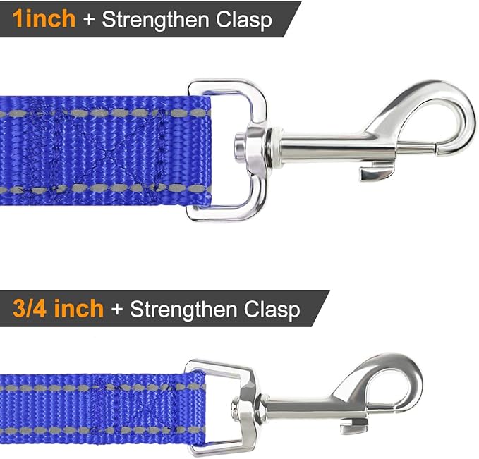 Joytale Double-Sided Reflective Dog Leash, 6 FT/5 FT/4 FT, Padded Handle Nylon Heavy Duty Leashes for Small & Medium Dogs Walking, Navy Blue, 5FT Joytale