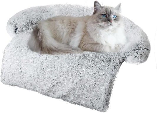 Tinaco Luxurious Calming Dogs/Cats Bed Mats, Washable Removable Couch Cover, Plush Long Fur Mat for Pets, Waterproof Lining, Perfect for Small, Medium and Large Dogs and Cats (Gradient Gray, M) - PAWPICO