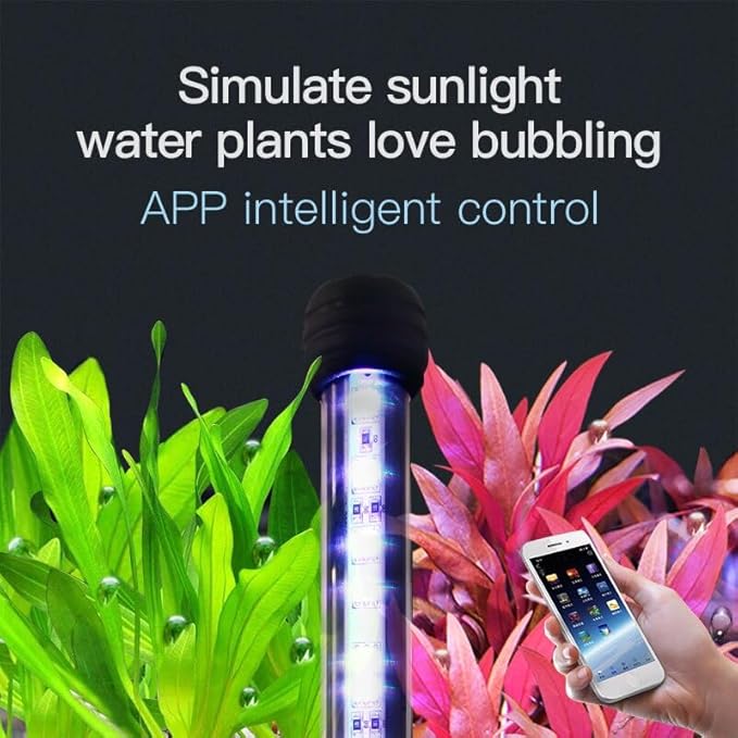Smart Submersible Aquarium Light with App Timer, 23 Inches LED Fish Tank Light, RGB 16 Million Colors Changing, 7/24 On/Off Automatic, Aquarium Lighting Jenklight