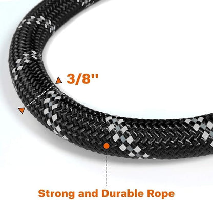 Taglory Rope Dog Leash 4 FT with Comfortable Padded Handle, Highly Reflective Threads Leash for Small Dogs, 3/8 inch, Black Taglory