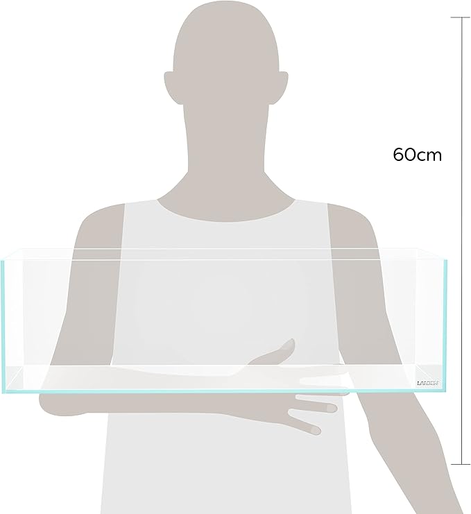 LANEDN 60S 7.9 Gal Shallow Aquarium Tank, Shallow Fish Tank, Rimless Low Iron Tank W23.6×D11.8×H7.1 in(60x30x18cm); 5mm Thickness Aquascape Fish Tank, Black Leveling Mat Included Landen