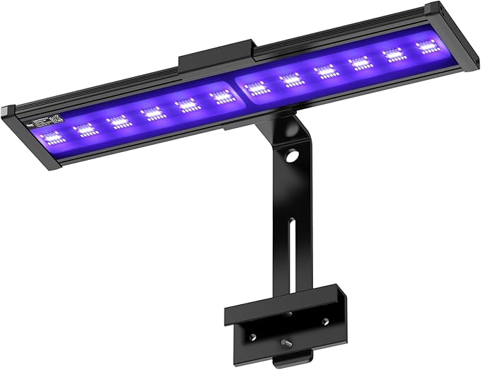 hygger 24/7 Mode Reef Aquarium Light White Blue U-V LEDs with 4 Channels Dimmer Timer Saltwater LED Light for LPS/Soft Coral/Fish Only Tank 24'' 30 Minutes Ramp Up & Down hygger