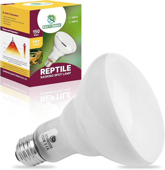 150W Reptile Heat Lamp Bulb,Basking Spot Lamp Bulb for Reptiles & Amphibians，Reptile Daylight Heat Bulb for Bearded Dragon, Lizard, Turtle REPTIHOME