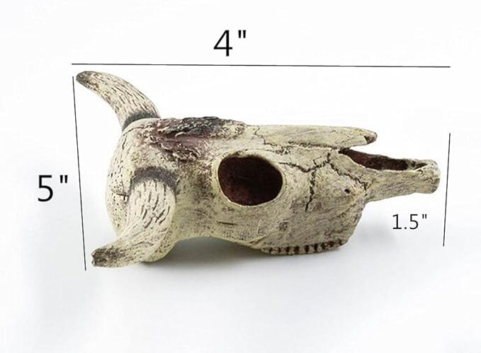 Leoyoubei Aquarium Decoration, Fish Tank Small Skull,Fish Turtle Hidden, Bonsai beautification. Cave Landscape Pet Reptile House Shrimps & Snails Love Them (Cattle Skull) Leoyoubei