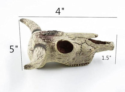 Leoyoubei Aquarium Decoration, Fish Tank Small Skull,Fish Turtle Hidden, Bonsai beautification. Cave Landscape Pet Reptile House Shrimps & Snails Love Them (Cattle Skull) Leoyoubei