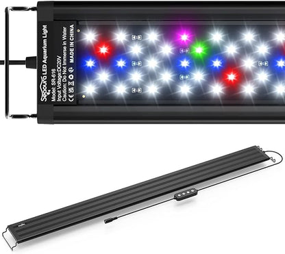 Led Aquarium Light for Plants-Full Spectrum Fish Tank Light with Timer Auto On/Off, 36-42 Inch, Adjustable Brightness, White Blue Red Green Pink LEDs with Extendable Brackets for Freshwater SEAOURA