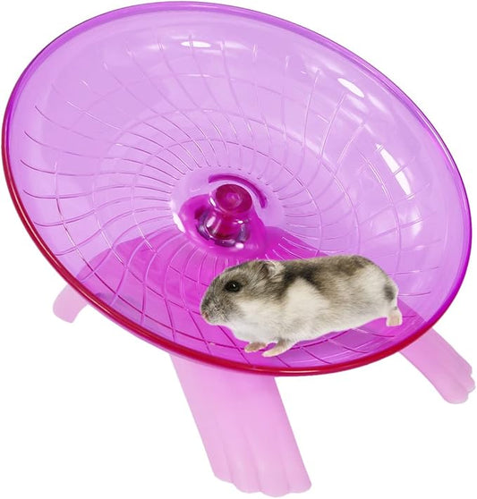 Hamster Flying Saucer Silent Running Exercise Wheel for Gerbil Rat Mouse Hedgehog Small Animals (Pink) Wontee