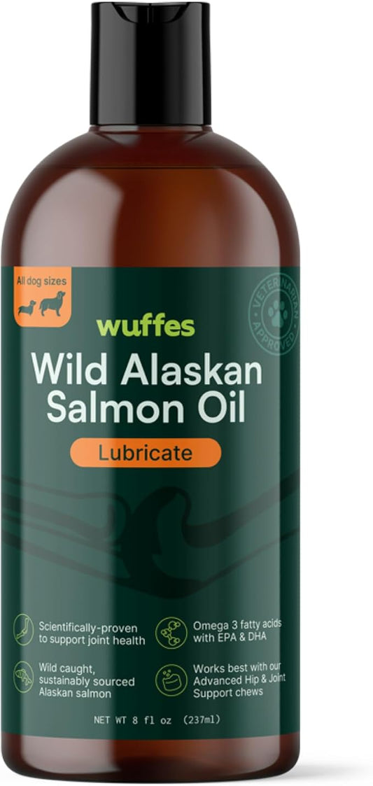 Wuffes Wild Alaskan Salmon Oil for Dogs - Natural EPA & DHA Fatty Acids and Omega 3 for Canines, Healthy Skin and Coat, Joint Support, Reduced Allergic Response - 100% Pure Fish Oil for Pets - 16 Oz Wuffes