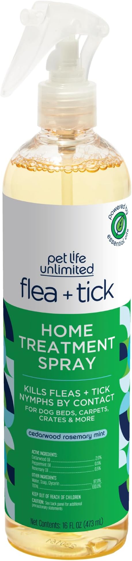 Pet Life Unlimited Plant-Powered Flea and Tick Spray, Flea Spray for Home - Plant-Based Flea Treatment for Home, Natural Flea and Tick Prevention for Dogs - Made in USA - 16 Ounce (Pack of 1) PetLifeUnlimited