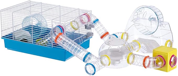 Ferplast Paula Small Hamster Cage | Fun & Interactive Cage Measures Measures 18.11L x 11.61W x 9.6H & Includes All Accessories Ferplast