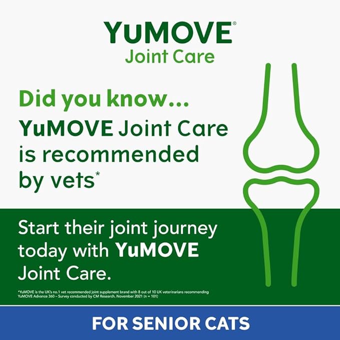 Cat Joint Supplement with Glucosamine,Chondroitin, MSM, Omega 3, Hyaluronic Acid, & Green Lipped Mussel - Joint Support Supplement - for Senior Cats 60 Capsules YuMOVE