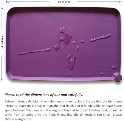 Hoki Found Waterproof Pet Feeding Mats with High Lips, Multiple Size and Colors for Dogs, Cats & Others -Eggplant - PAWPICO