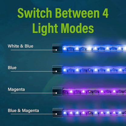 GloFish 10 Inch LED Light Stick 2 Count - White, Blue and, Magenta Aquarium Lights - Tank Sizes Up to 75 Gallons GloFish