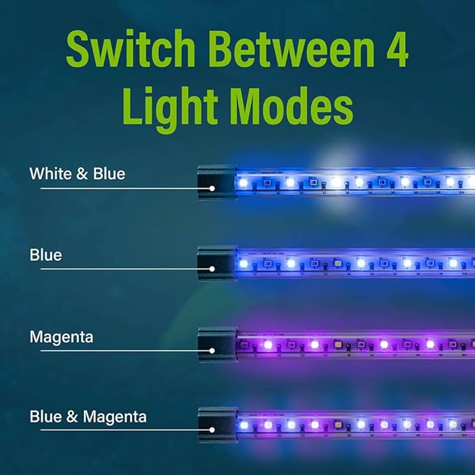 GloFish 10 Inch LED Light Stick - White, Blue and, Magenta Aquarium Lights - Tank Sizes Up to 20 Gallons GloFish