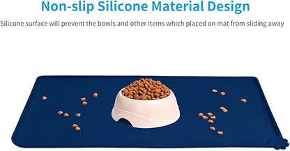 AUDWUD Silicone Waterproof Dog Cat Pet Feeding Mats,Anti Slip Pet Bowl Mats,Pet Feeding Mat, 24" x 16" - PAWPICO