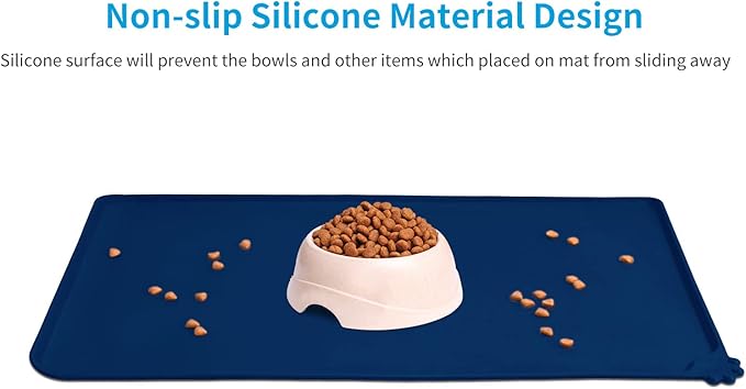 AUDWUD Silicone Waterproof Dog Cat Pet Feeding Mats,Anti Slip Pet Bowl Mats,Pet Feeding Mat, 28" x 18" - PAWPICO