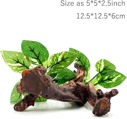 Smoothedo-Pets Fish Tank Decor Aquarium Decorations 5inch Mini Tree Ornaments Betta Silk Leaf pad Hammock Artifical Driftwood Cave Goldfish Bowl Accessories (Type-F) EnvironmentFriendlyArtificialPlasticPlantAquariumDecoration