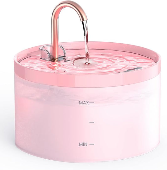 Cat Water Fountain Pink for Drinking: 67oz/2L Cat Fountain - Cute Pet Water Fountain for Cats Inside - Quiet Cat Drinking Fountain - Faucet Pet Fountain - Suitable for Kitty & Kitten - GIOTOHUN - PAWPICO