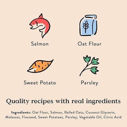 Bocce's Bakery Oven Baked Salmon Recipe Treats for Dogs, Wheat-Free Everyday Dog Treats, Made with Real Ingredients, Baked in The USA, All-Natural Soft & Chewy Cookies, Salmon, 6 oz - PAWPICO